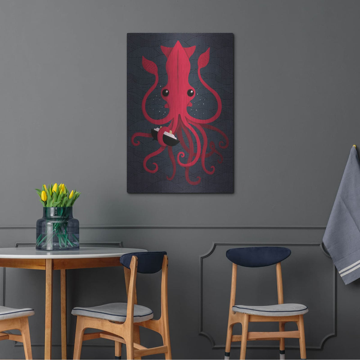 'Kraken Attaken' by Michael Buxton – Metal Wall Art, 24x36 room view