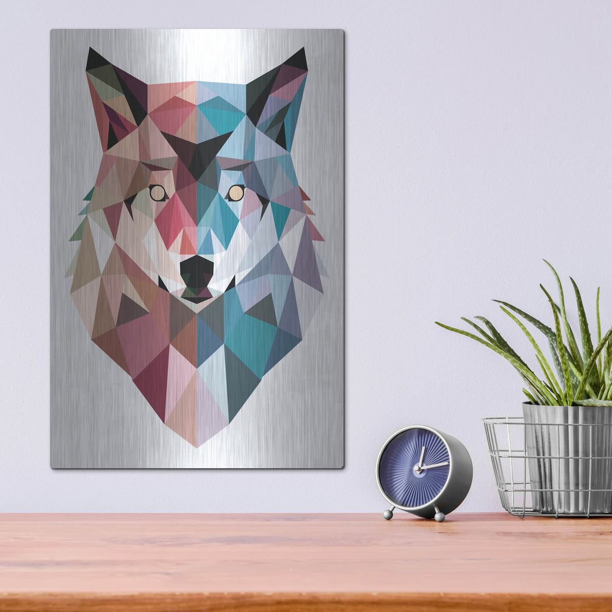 'Geo Wolf' by Michael Buxton – Metal Wall Art, 12x16 room view