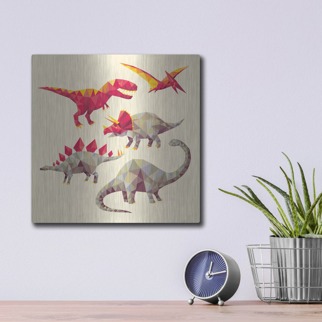 'Geo Saurs' by Michael Buxton – Metal Wall Art, 12x12 room view