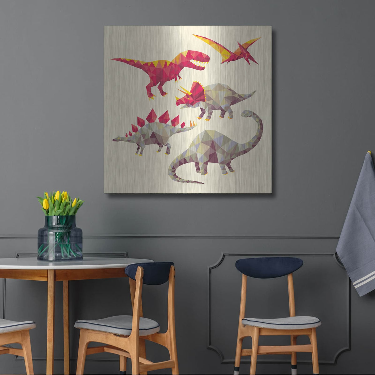 'Geo Saurs' by Michael Buxton – Metal Wall Art, 36x36 room view