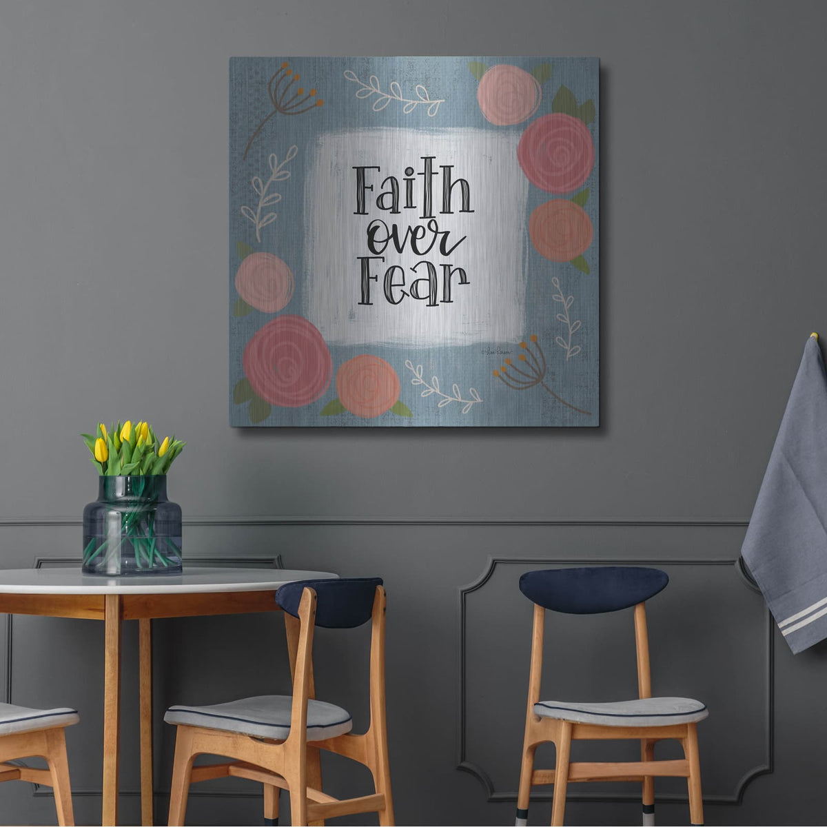 'Faith Over Fear' by Lisa Larson – Metal Wall Art, 36x36 room view