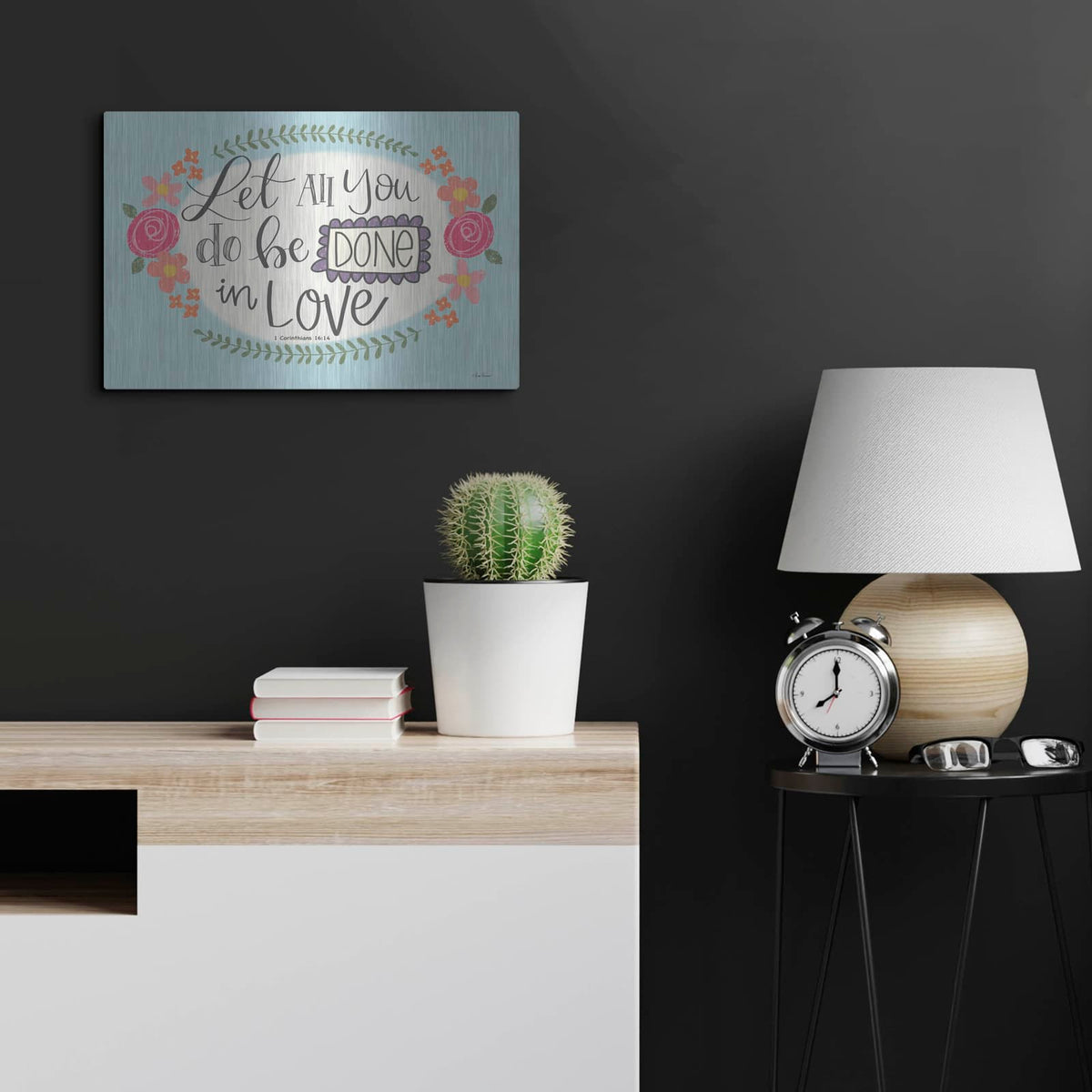 'Let All You Do' by Lisa Larson – Metal Wall Art, 24x16 room view