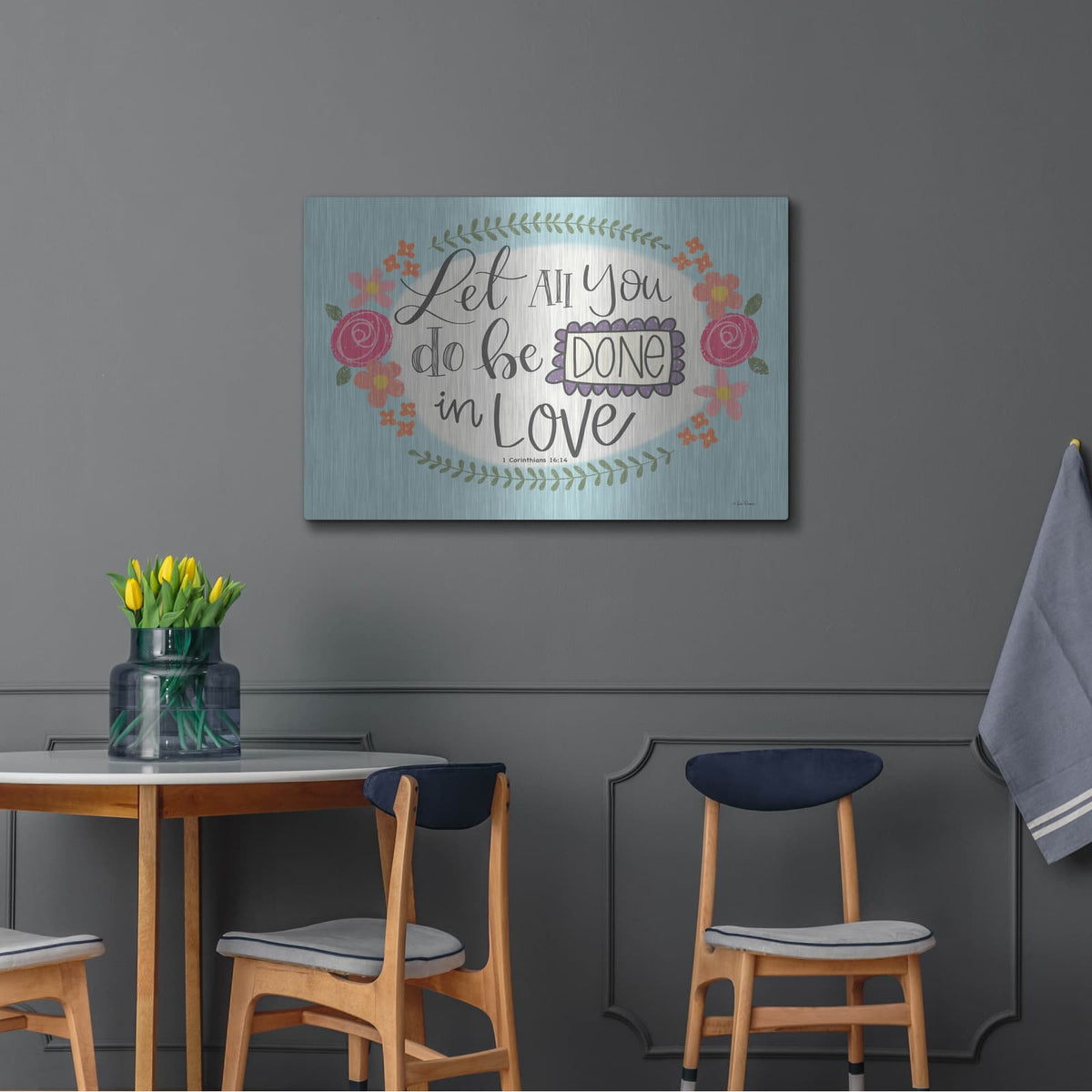 'Let All You Do' by Lisa Larson – Metal Wall Art, 36x24 room view