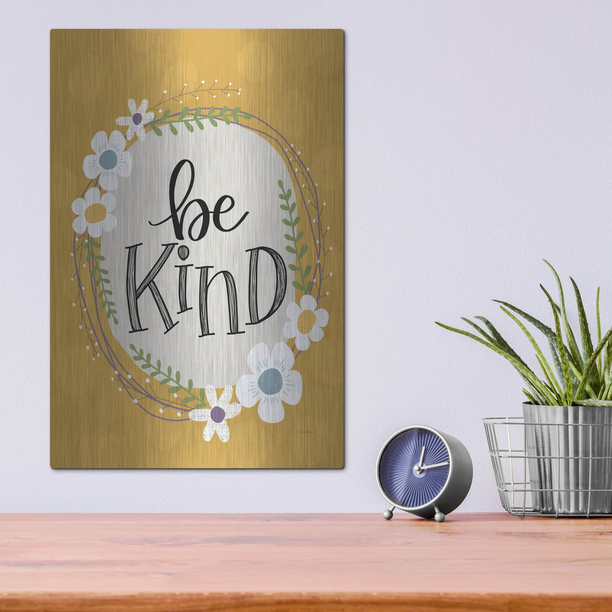 'Be Kind' by Lisa Larson – Metal Wall Art, 12x16 room view
