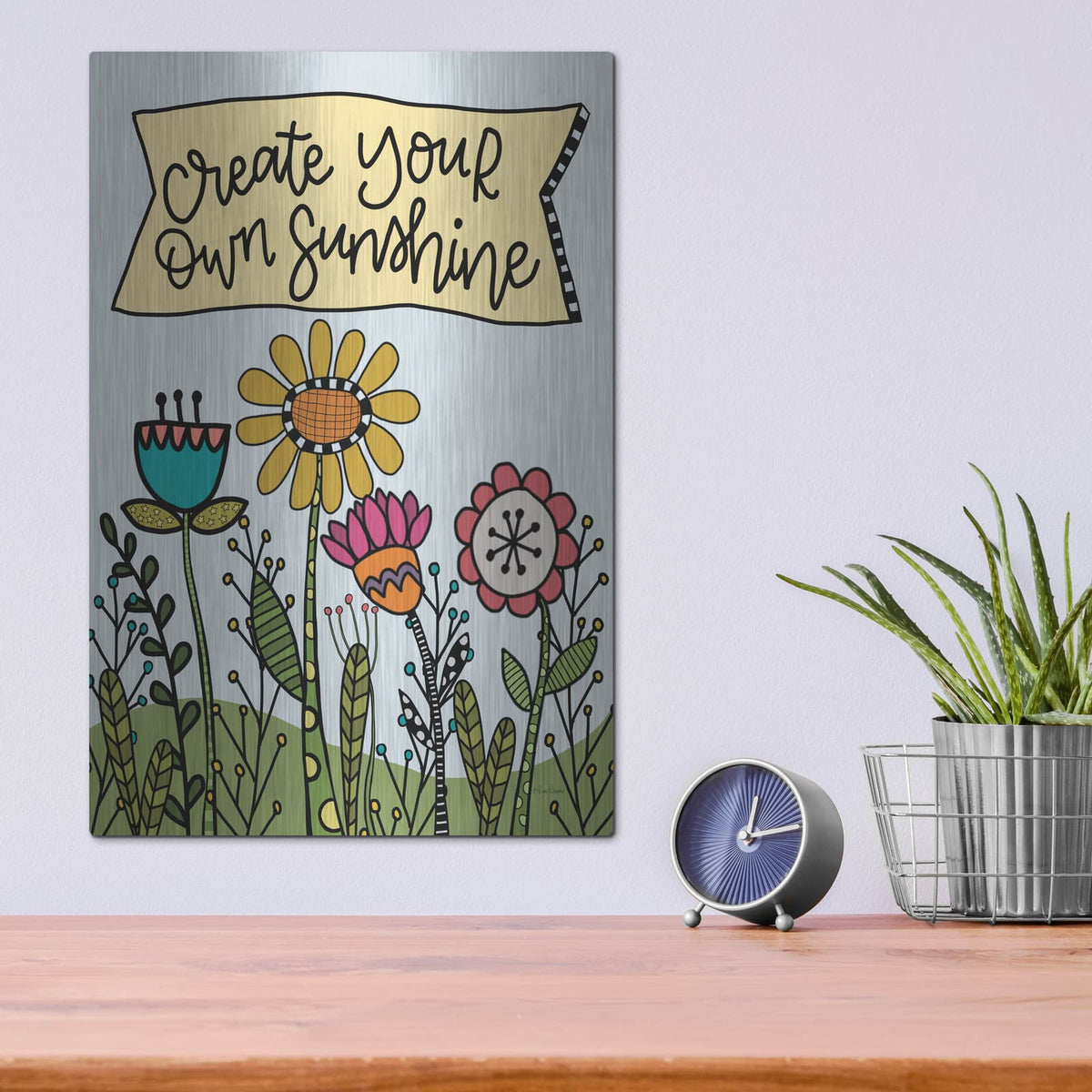 'Create Your Own Sunshine' by Lisa Larson – Metal Wall Art, 12x16 room view