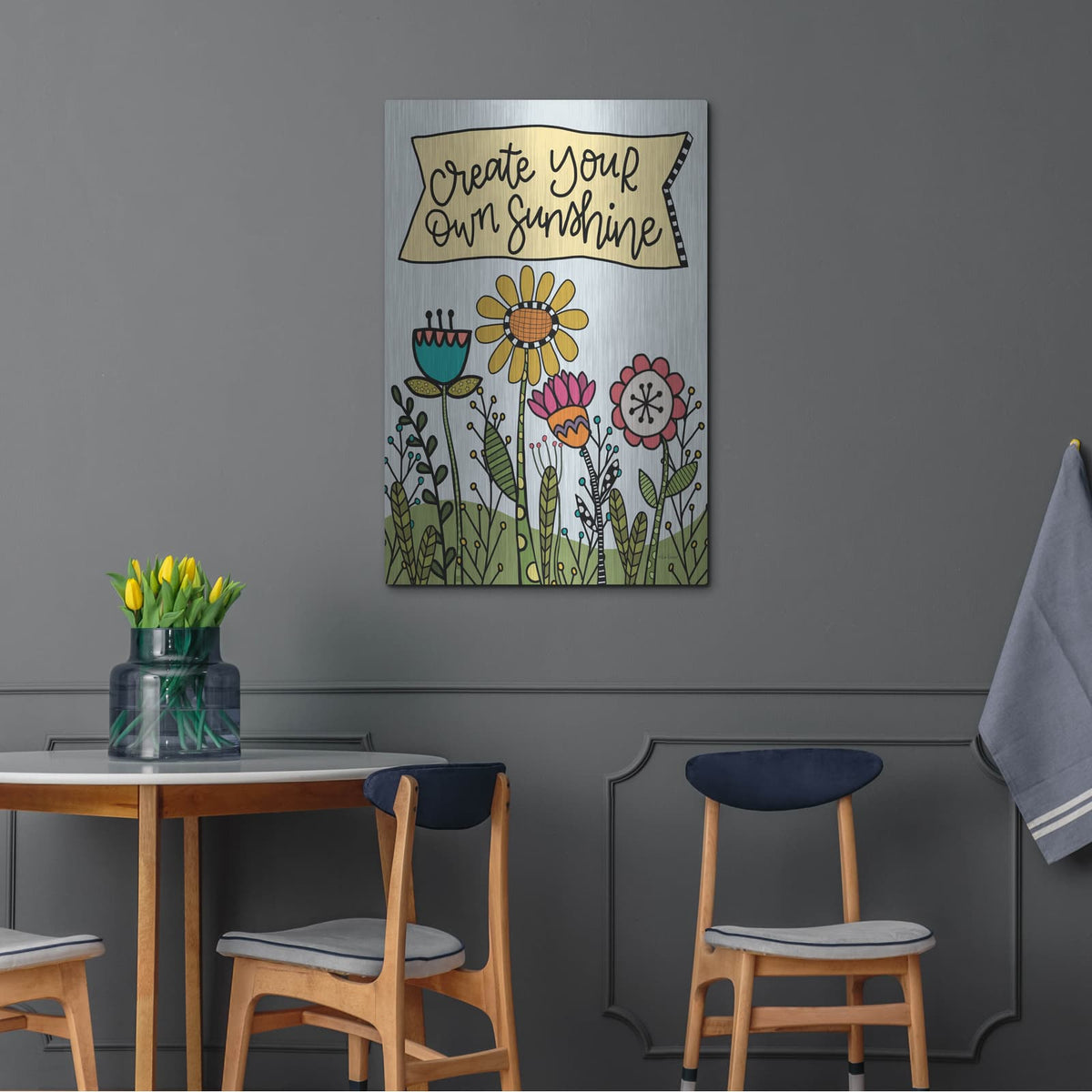 'Create Your Own Sunshine' by Lisa Larson – Metal Wall Art, 24x36 room view