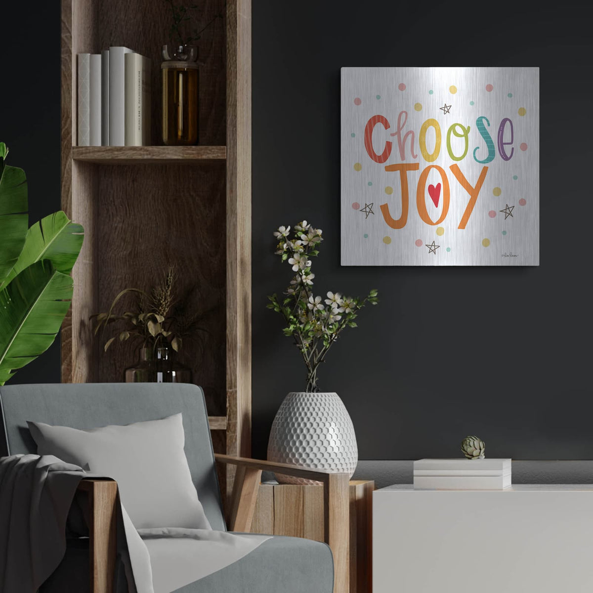 'Choose Joy' by Lisa Larson – Metal Wall Art, 24x24 room view