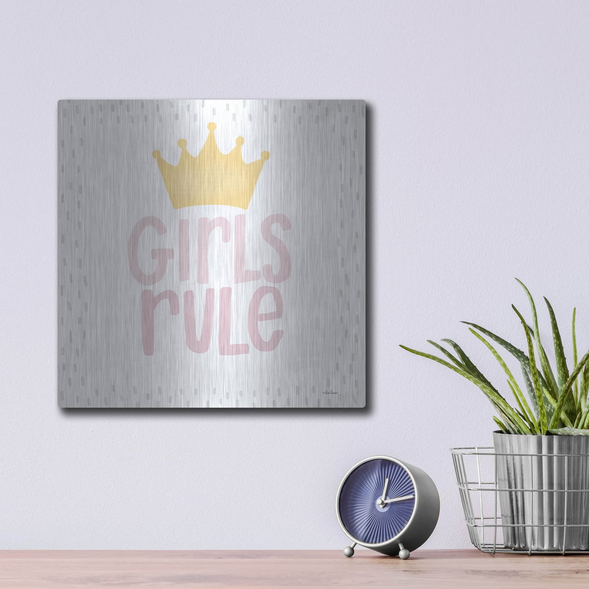 'Girls Rule' by Lisa Larson – Metal Wall Art, 12x12 room view