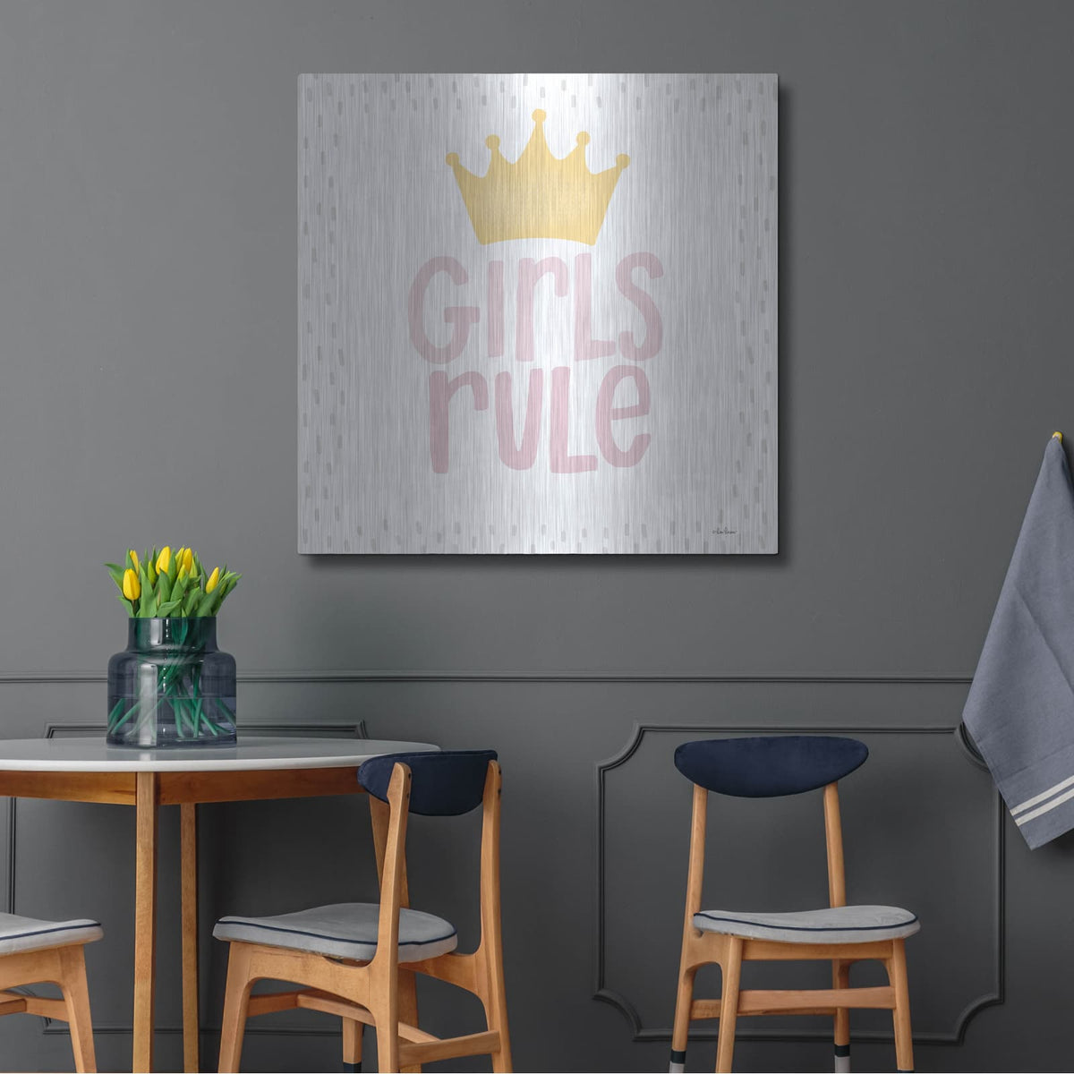 'Girls Rule' by Lisa Larson – Metal Wall Art, 36x36 room view