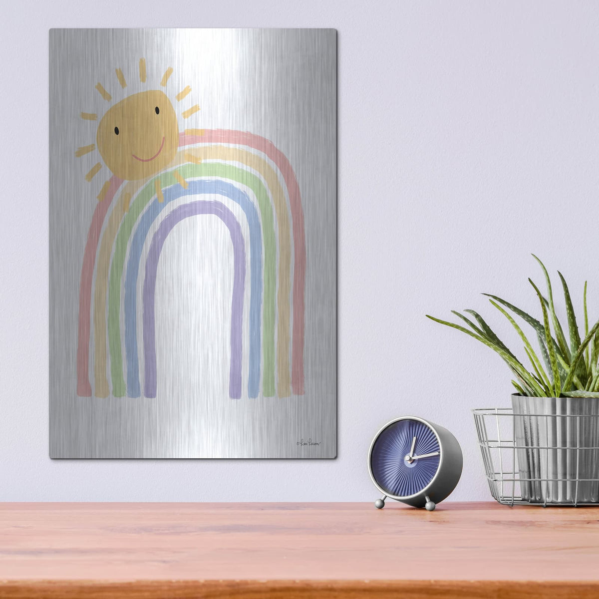'Rainbow and Sun' by Lisa Larson – Metal Wall Art, 12x16 room view