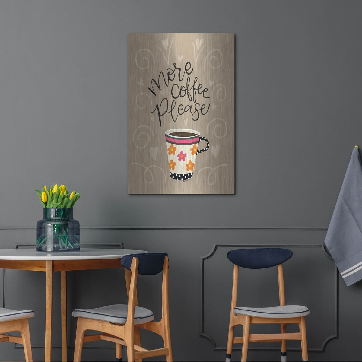 'More Coffee Please' by Lisa Larson – Metal Wall Art, 24x36 room view
