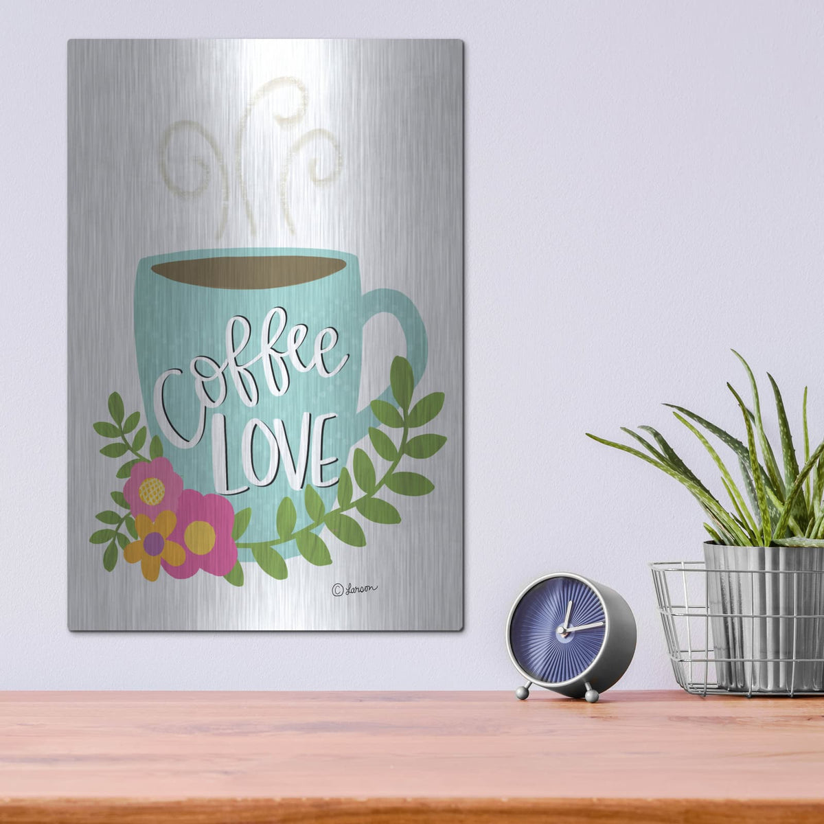 'Coffee Love' by Lisa Larson – Metal Wall Art, 12x16 room view