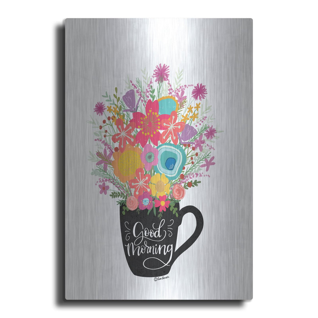 'Good Morning Coffee Floral' by Lisa Larson – Metal Wall Art