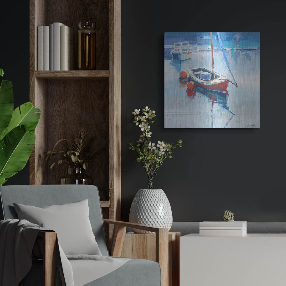 'On the Creek' by Craig Trewin Penny – Metal Wall Art, 24x24 room view