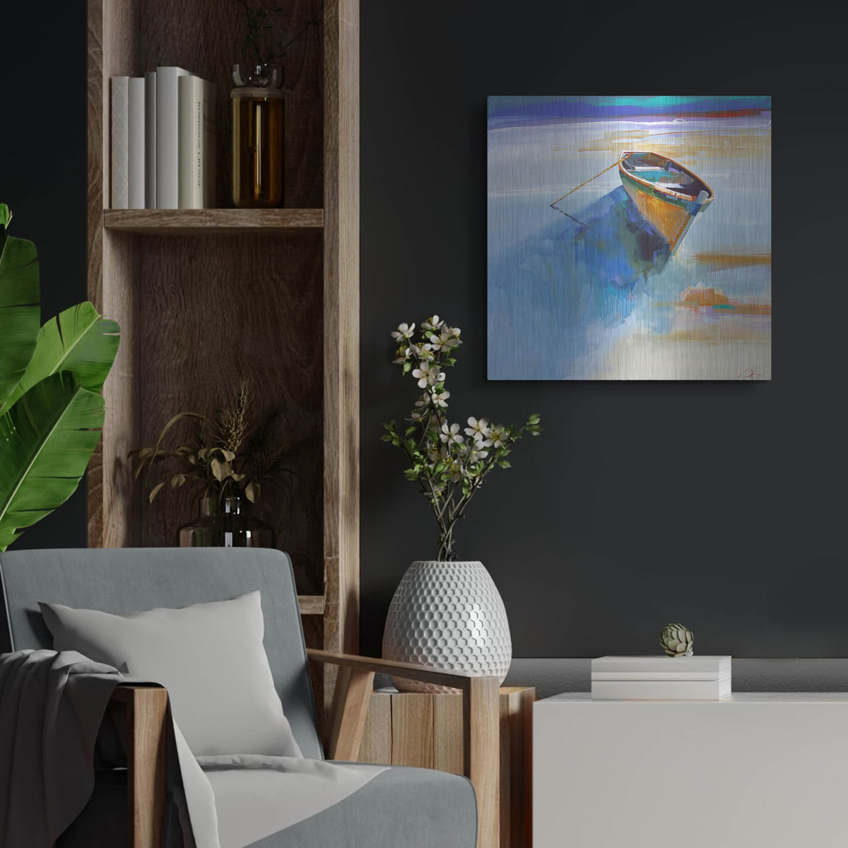 'Low Tide 1' by Craig Trewin Penny – Metal Wall Art, 24x24 room view