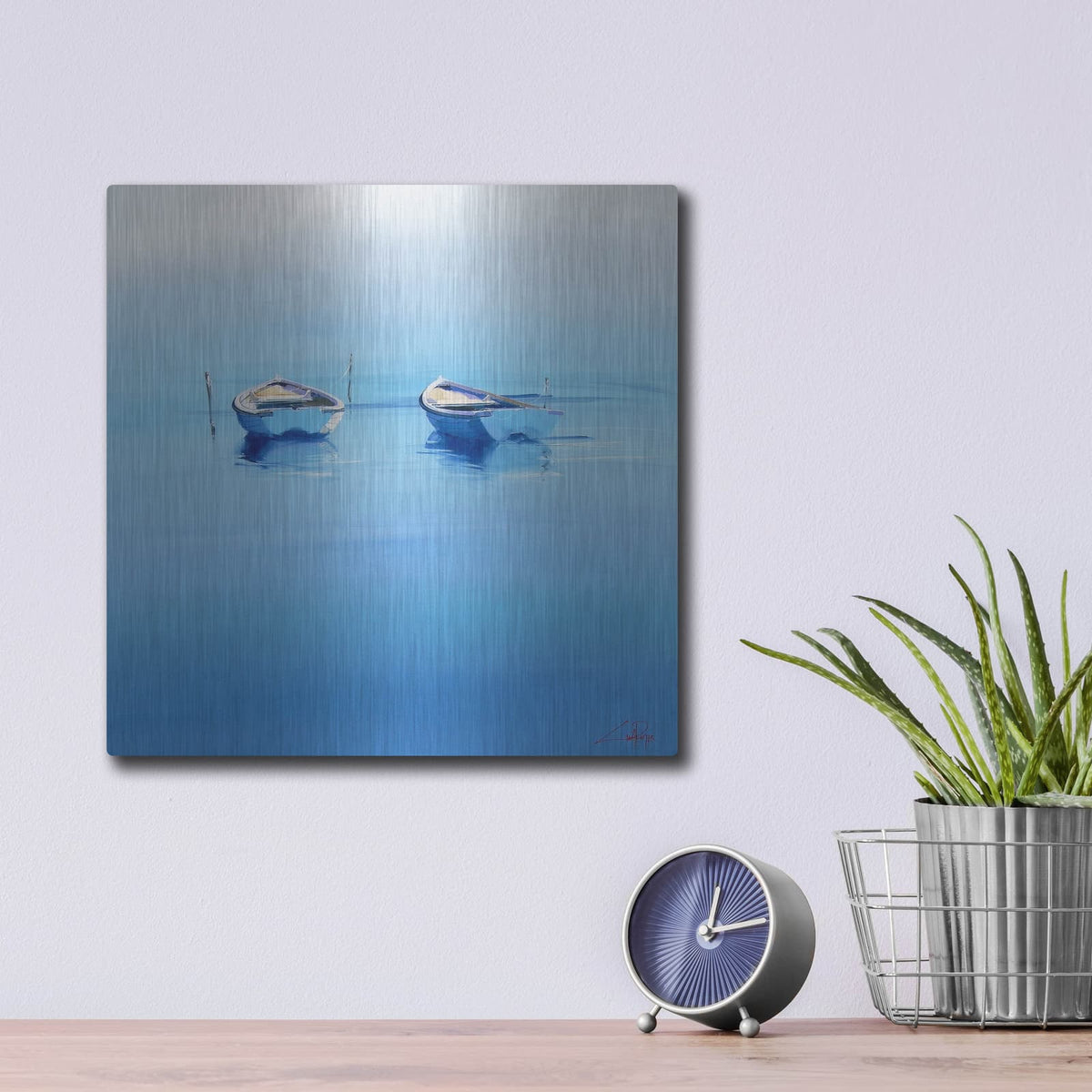'Late Moorings' by Craig Trewin Penny – Metal Wall Art, 12x12 room view