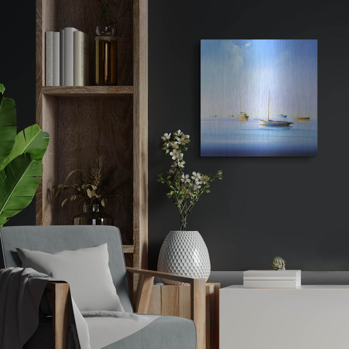 'Blue Couta 2' by Craig Trewin Penny – Metal Wall Art, 24x24 room view