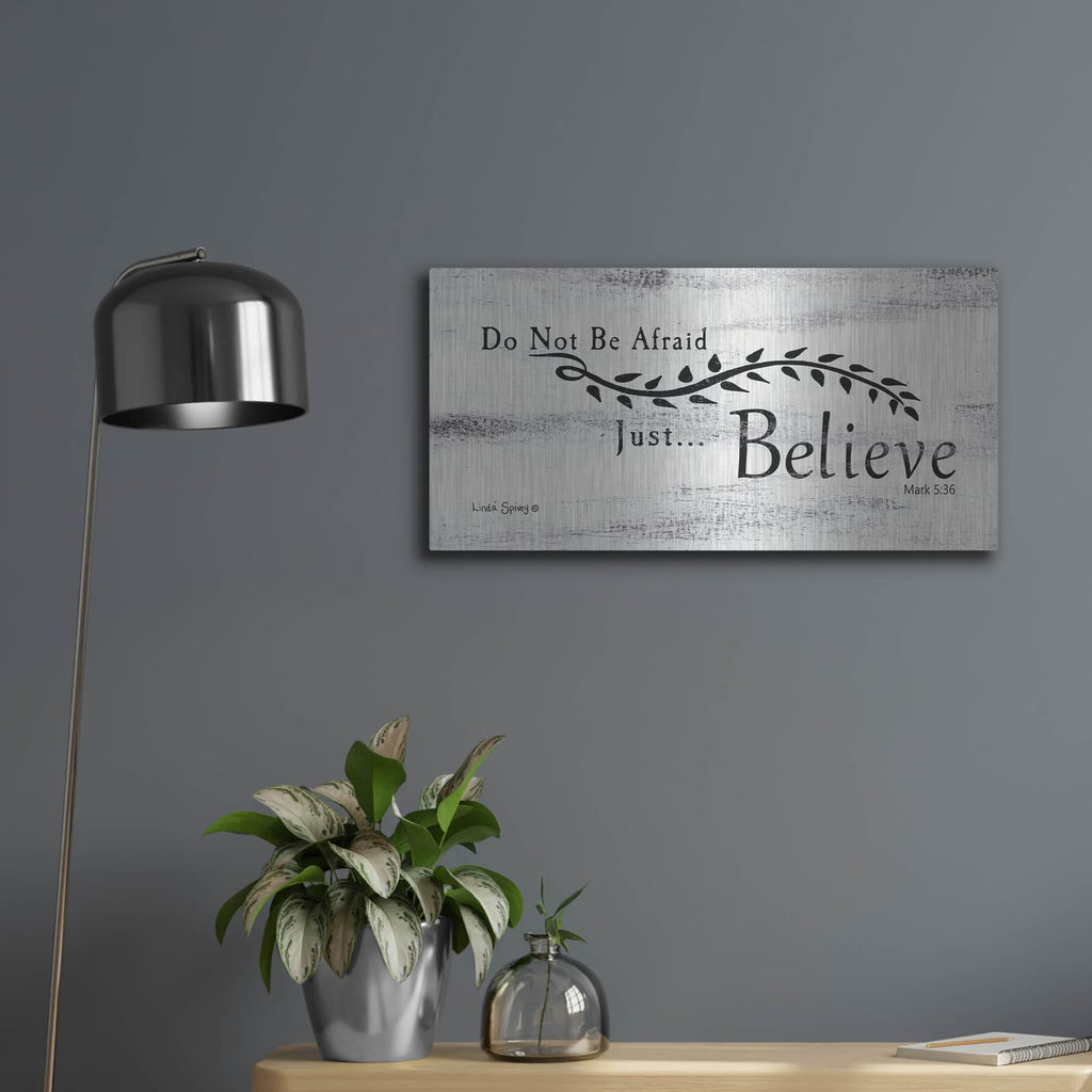 'Just Believe' by Linda Spivey – Metal Wall Art, 24x12 room view