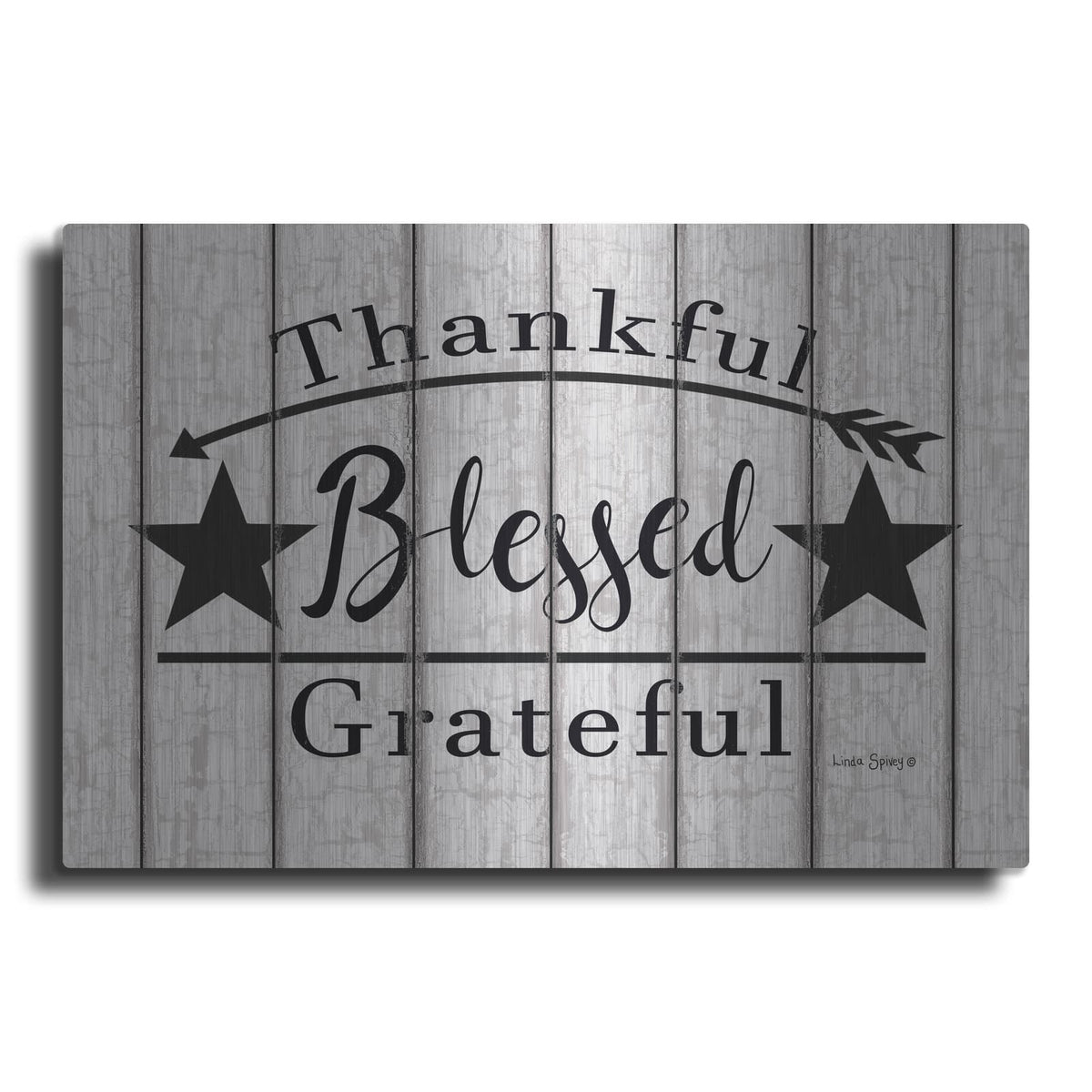 'Blessed Thankful Grateful' by Linda Spivey – Metal Wall Art