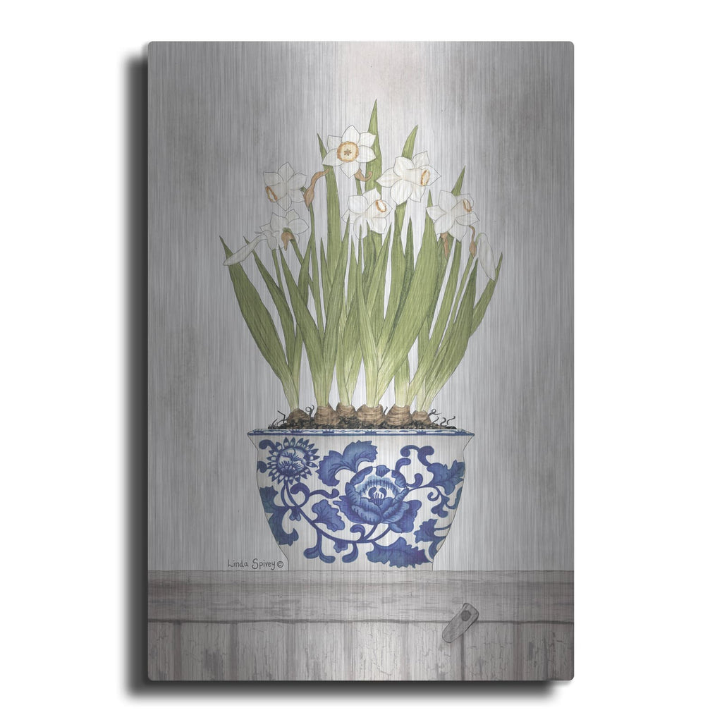 'Blue and White Daffodils II' by Linda Spivey – Metal Wall Art