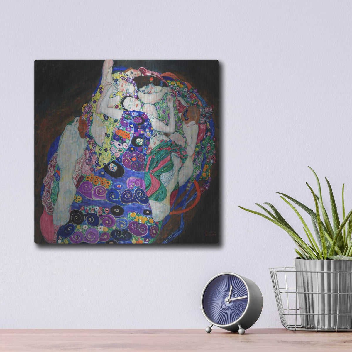 'The Virgin' by Gustav Klimt – Metal Wall Art, 12x12 room view
