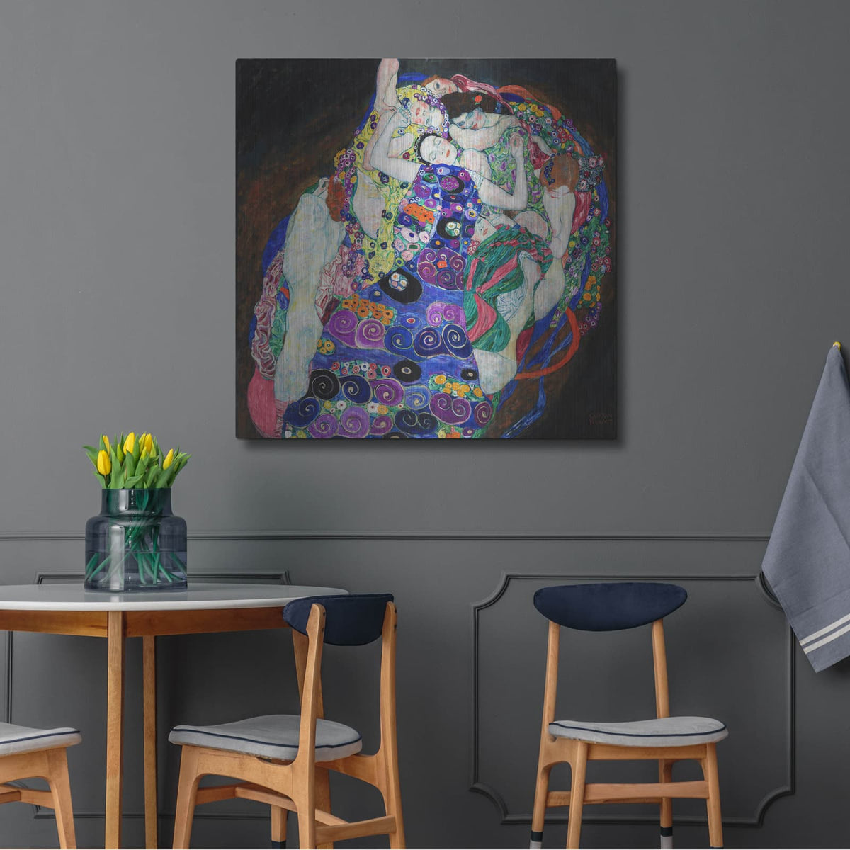 'The Virgin' by Gustav Klimt – Metal Wall Art, 36x36 room view