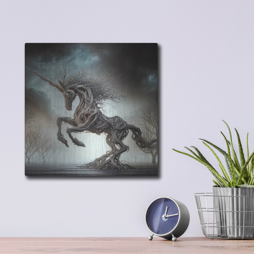 'Driftwood Unicorn' by KIR.DART Metal Wall Art