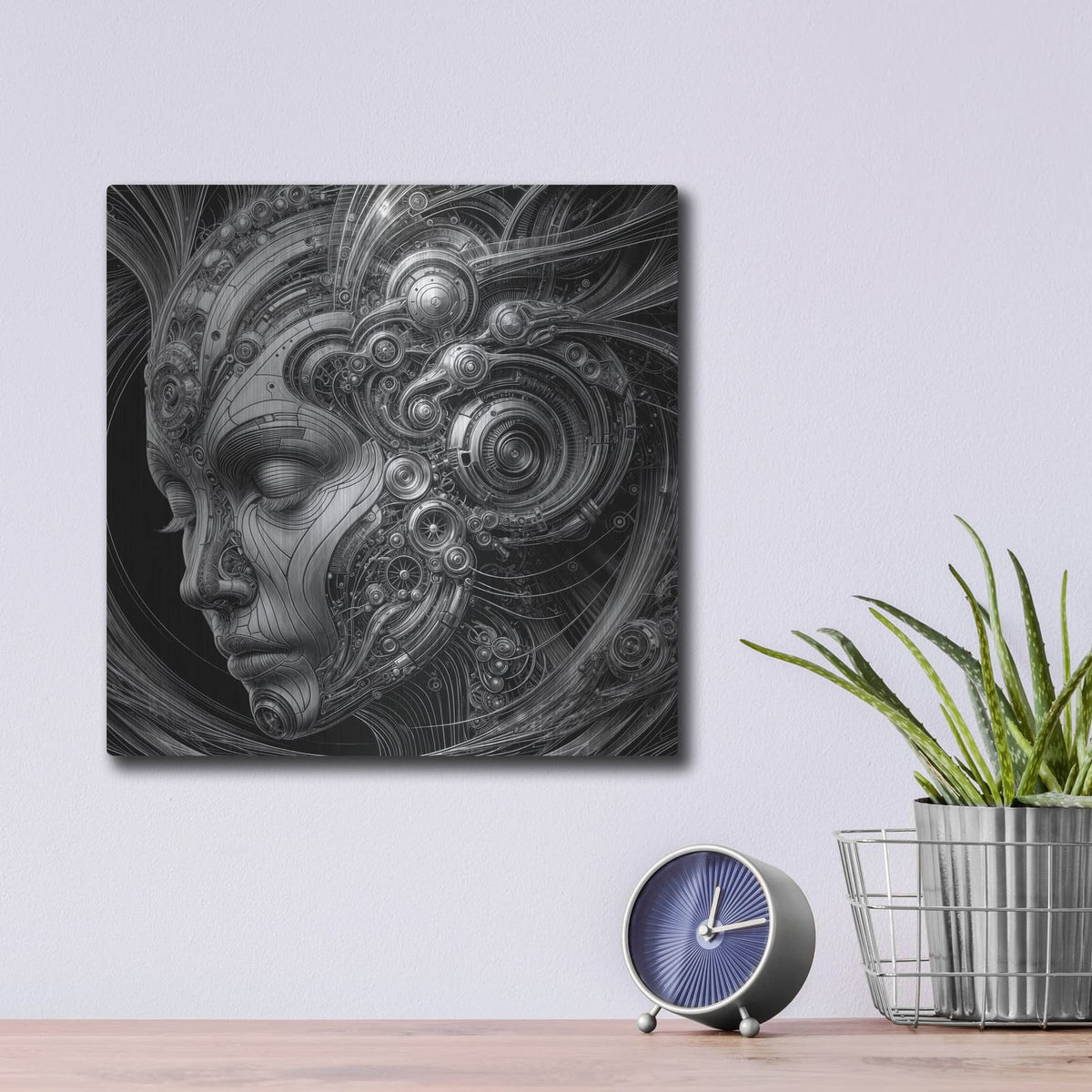 'Techno Face 1' by KIR.DART Metal Wall Art