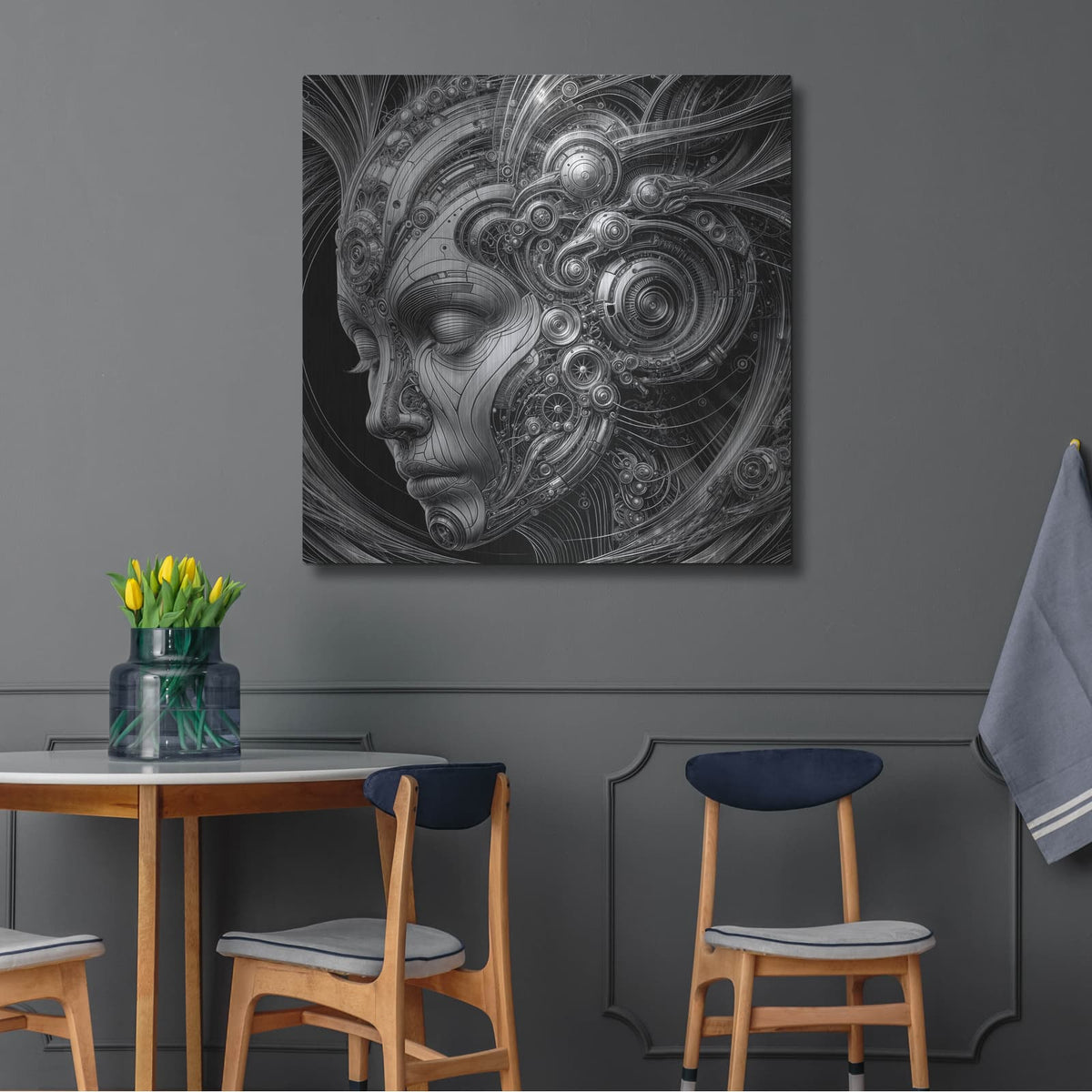 'Techno Face 1' by KIR.DART Metal Wall Art