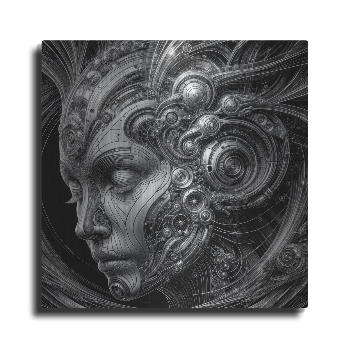 'Techno Face 1' by KIR.DART Metal Wall Art