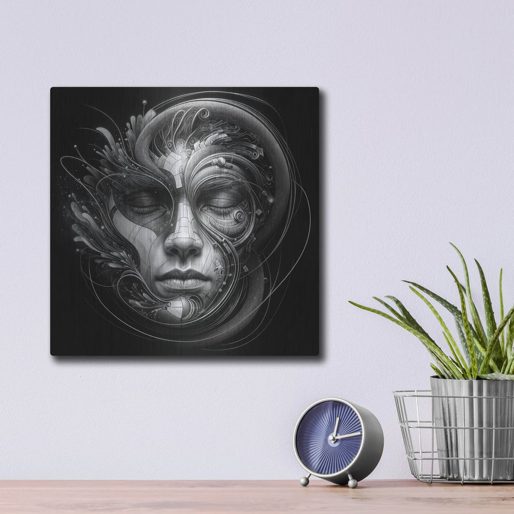 'Techno Face 2' by KIR.DART Metal Wall Art