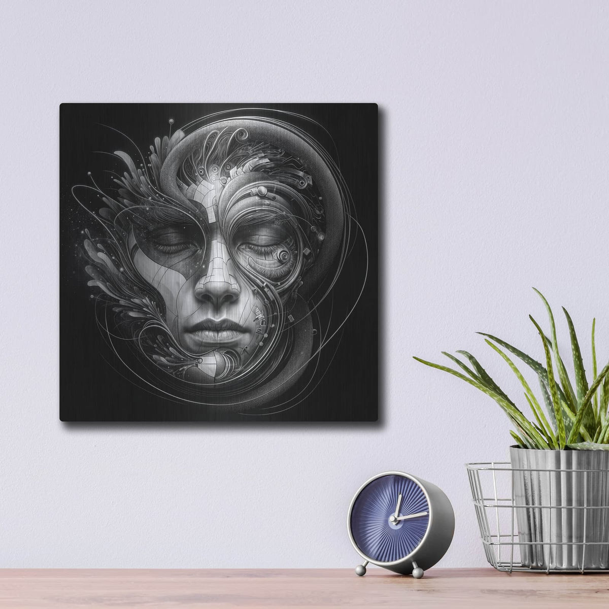 'Techno Face 2' by KIR.DART Metal Wall Art