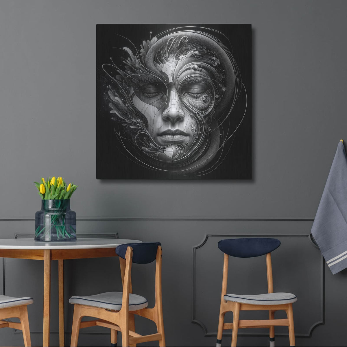 'Techno Face 2' by KIR.DART Metal Wall Art