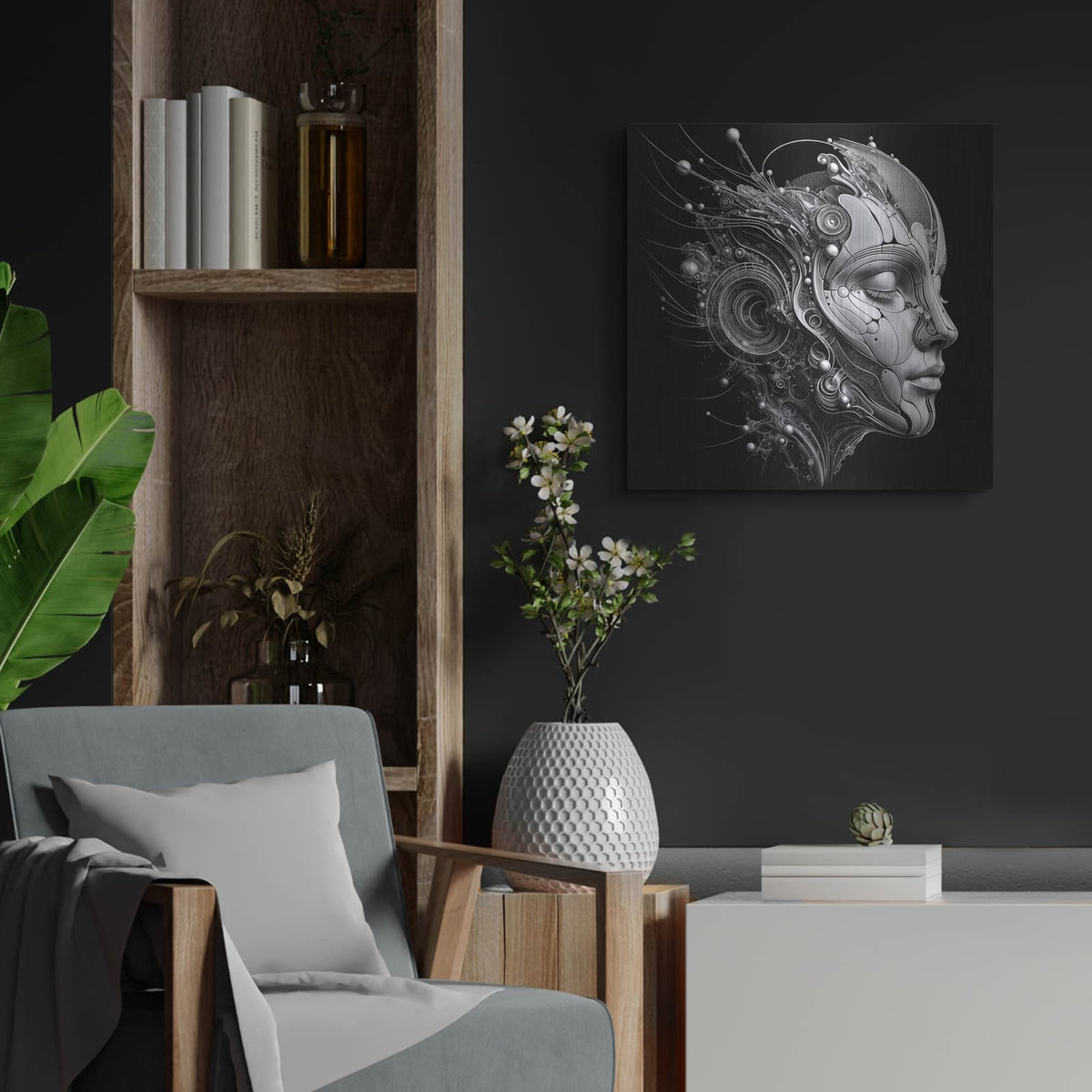 'Techno Face 3' by KIR.DART Metal Wall Art