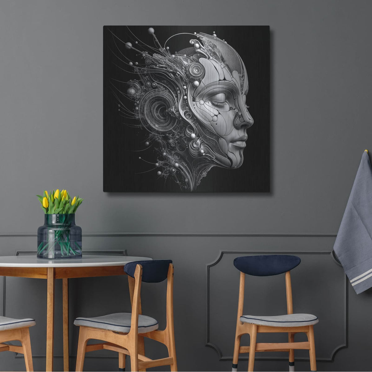 'Techno Face 3' by KIR.DART Metal Wall Art