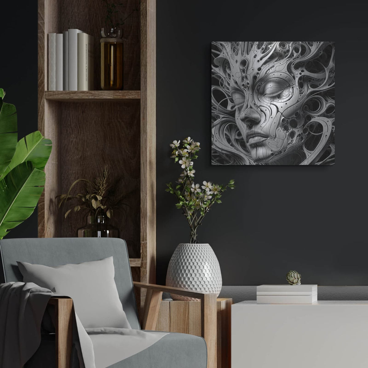 'Techno Face 4' by KIR.DART Metal Wall Art