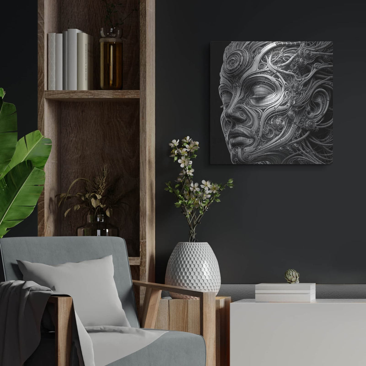 'Techno Face 5' by KIR.DART Metal Wall Art