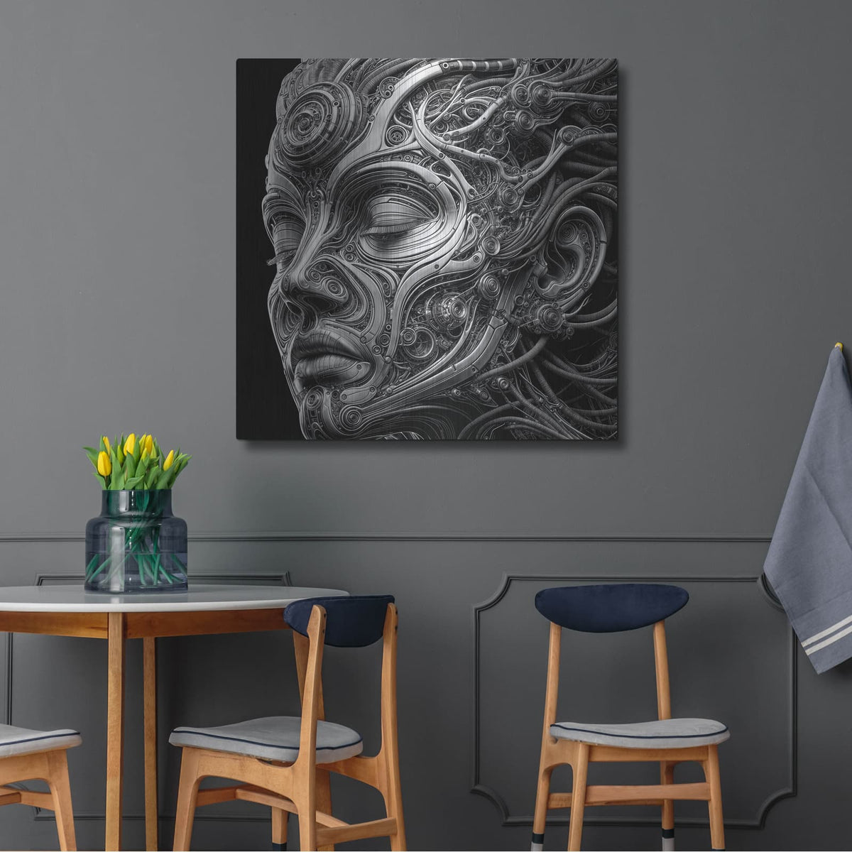'Techno Face 5' by KIR.DART Metal Wall Art