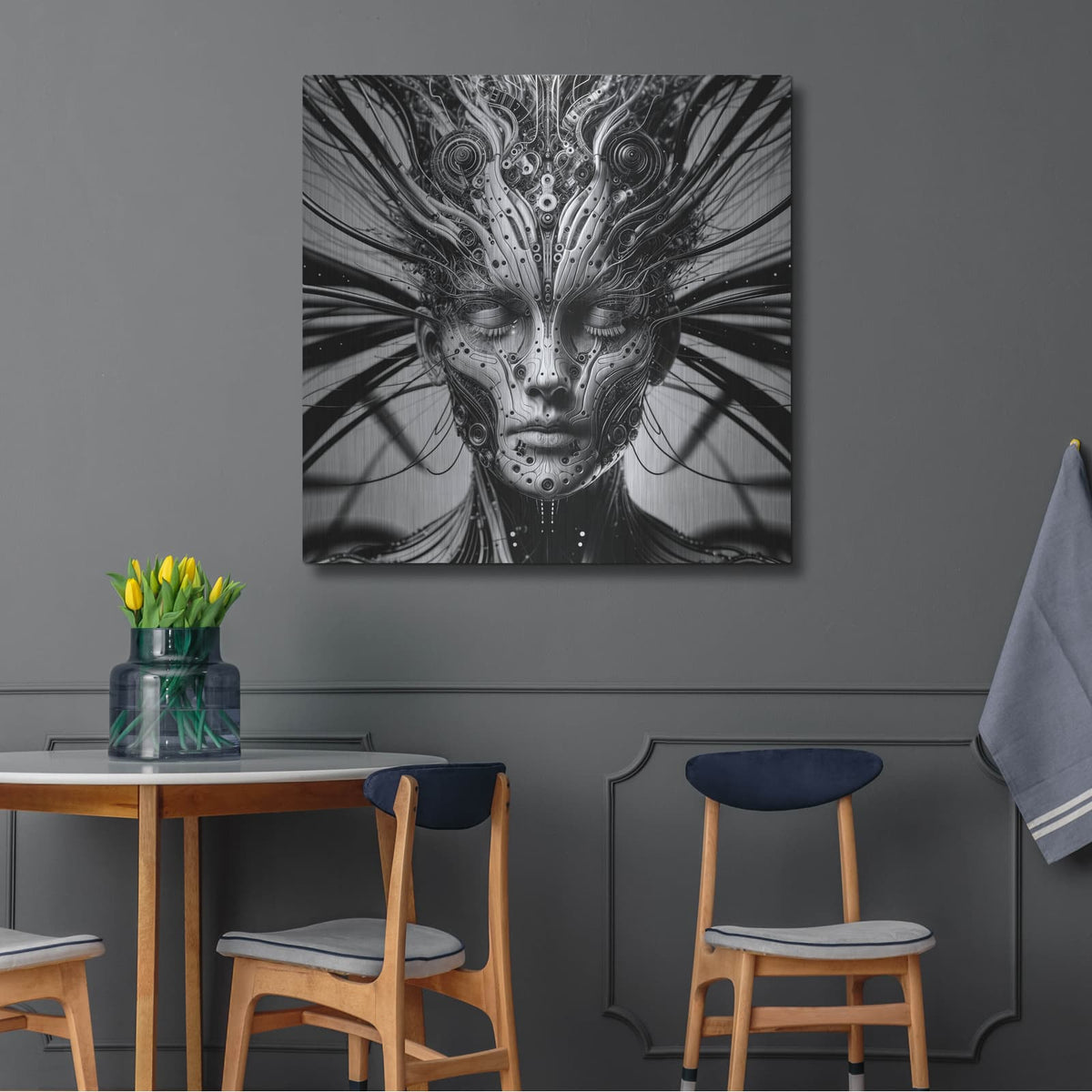 'Techno Face 6' by KIR.DART Metal Wall Art