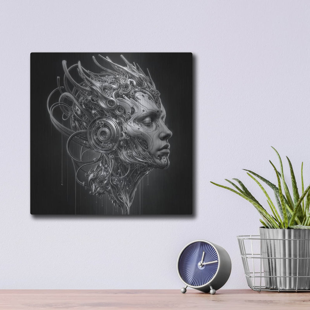 'Techno Face 7' by KIR.DART Metal Wall Art