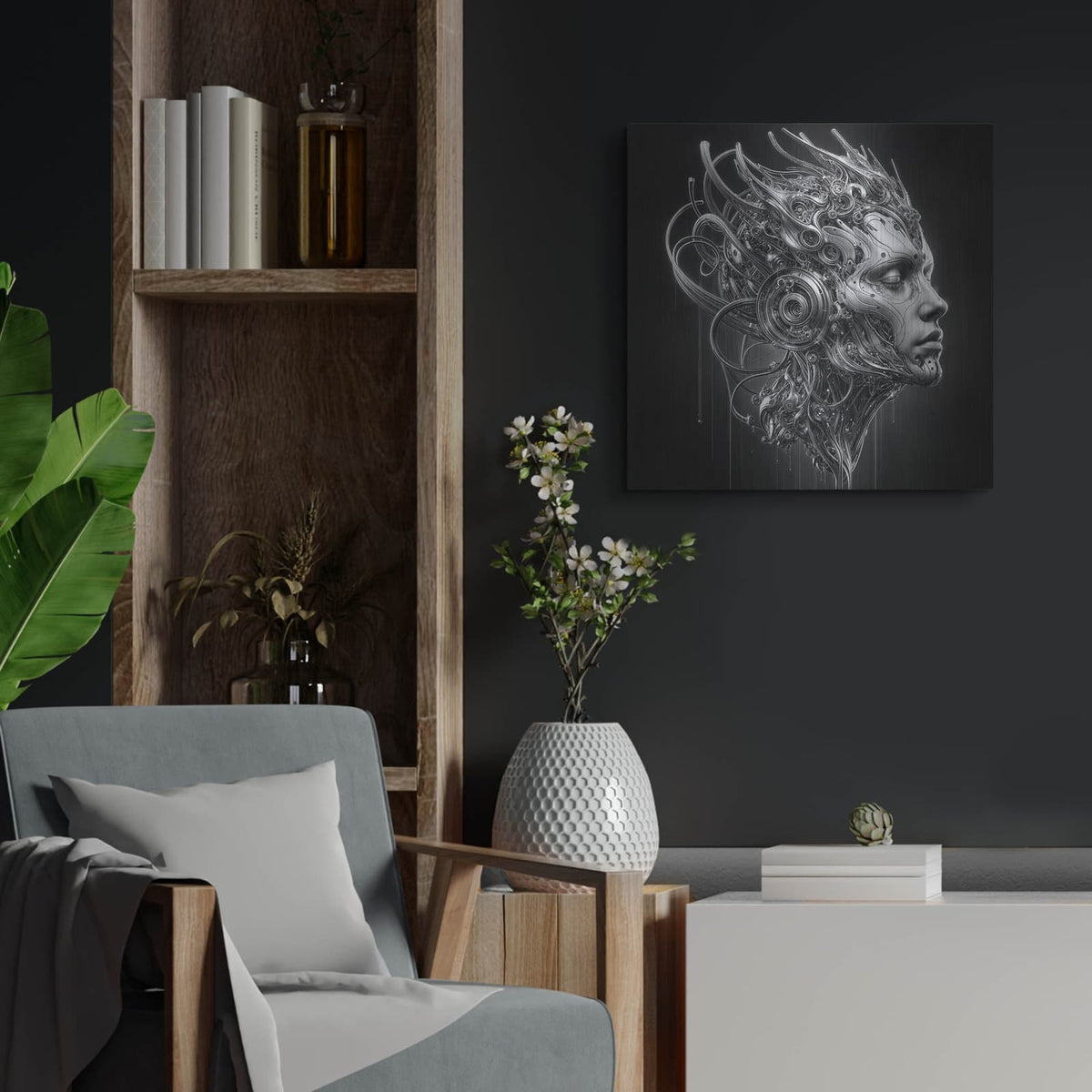 'Techno Face 7' by KIR.DART Metal Wall Art