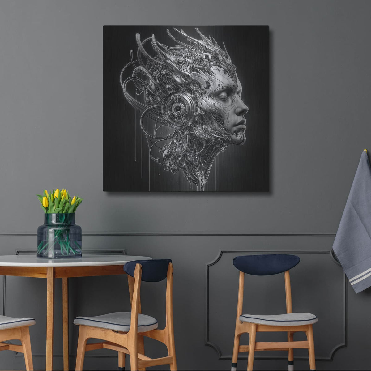 'Techno Face 7' by KIR.DART Metal Wall Art