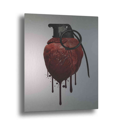 Epic Art "Heart Grenade" by Nicklas Gustafsson, on Brushed Aluminum