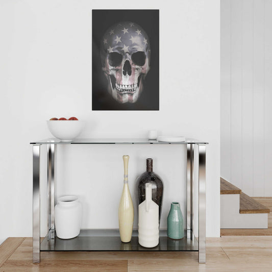 Epic Art "American Skull" by Nicklas Gustafsson, on Brushed Aluminum,16 x 24