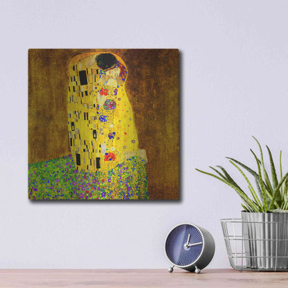 Luxe Metal Art 'The Kiss' by Gustav Klimt, Metal Wall Art,12x12
