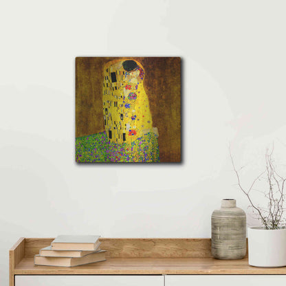 Luxe Metal Art 'The Kiss' by Gustav Klimt, Metal Wall Art,12x12