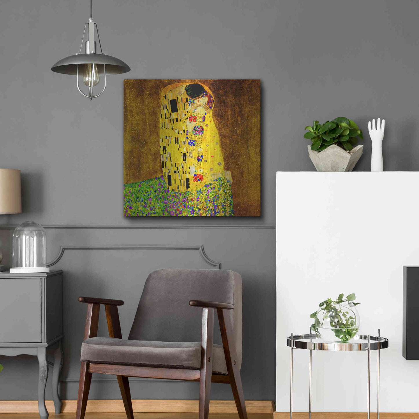 Luxe Metal Art 'The Kiss' by Gustav Klimt, Metal Wall Art,24x24