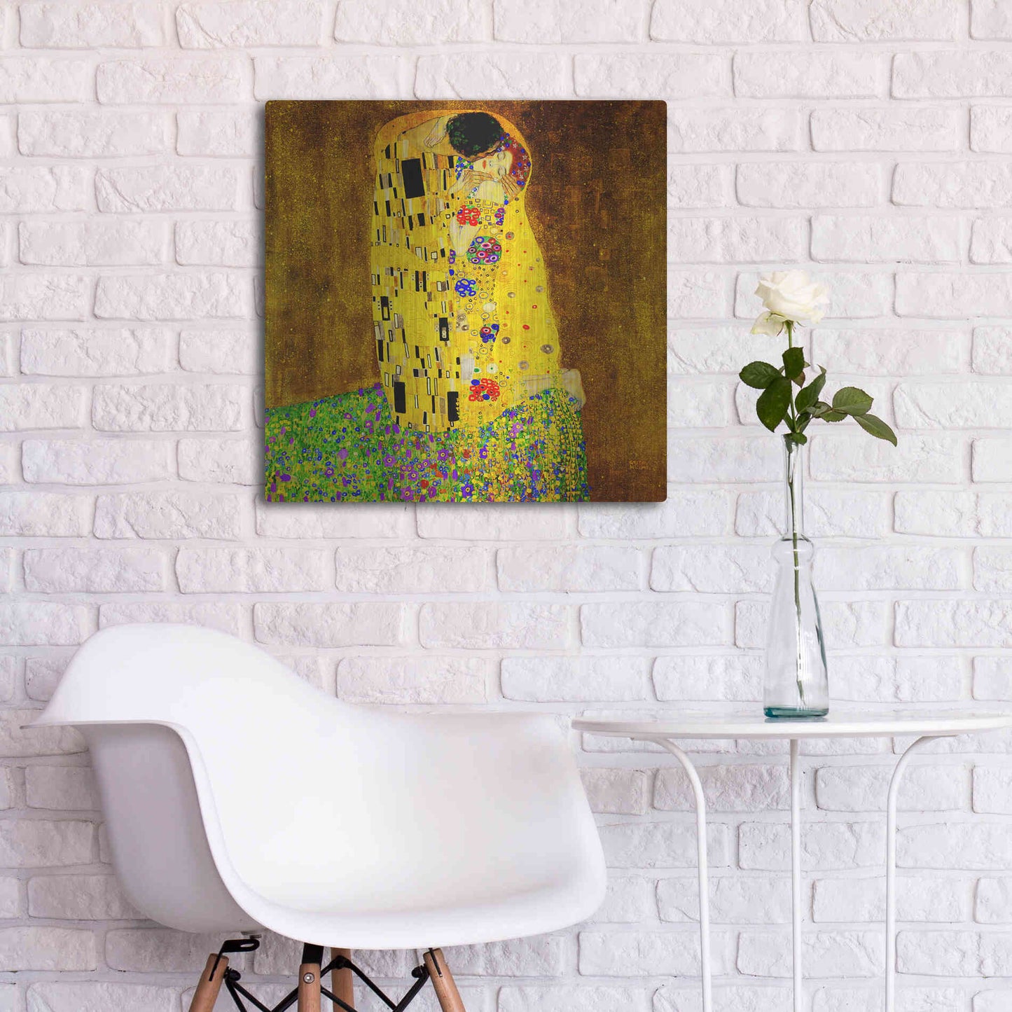 Luxe Metal Art 'The Kiss' by Gustav Klimt, Metal Wall Art,24x24