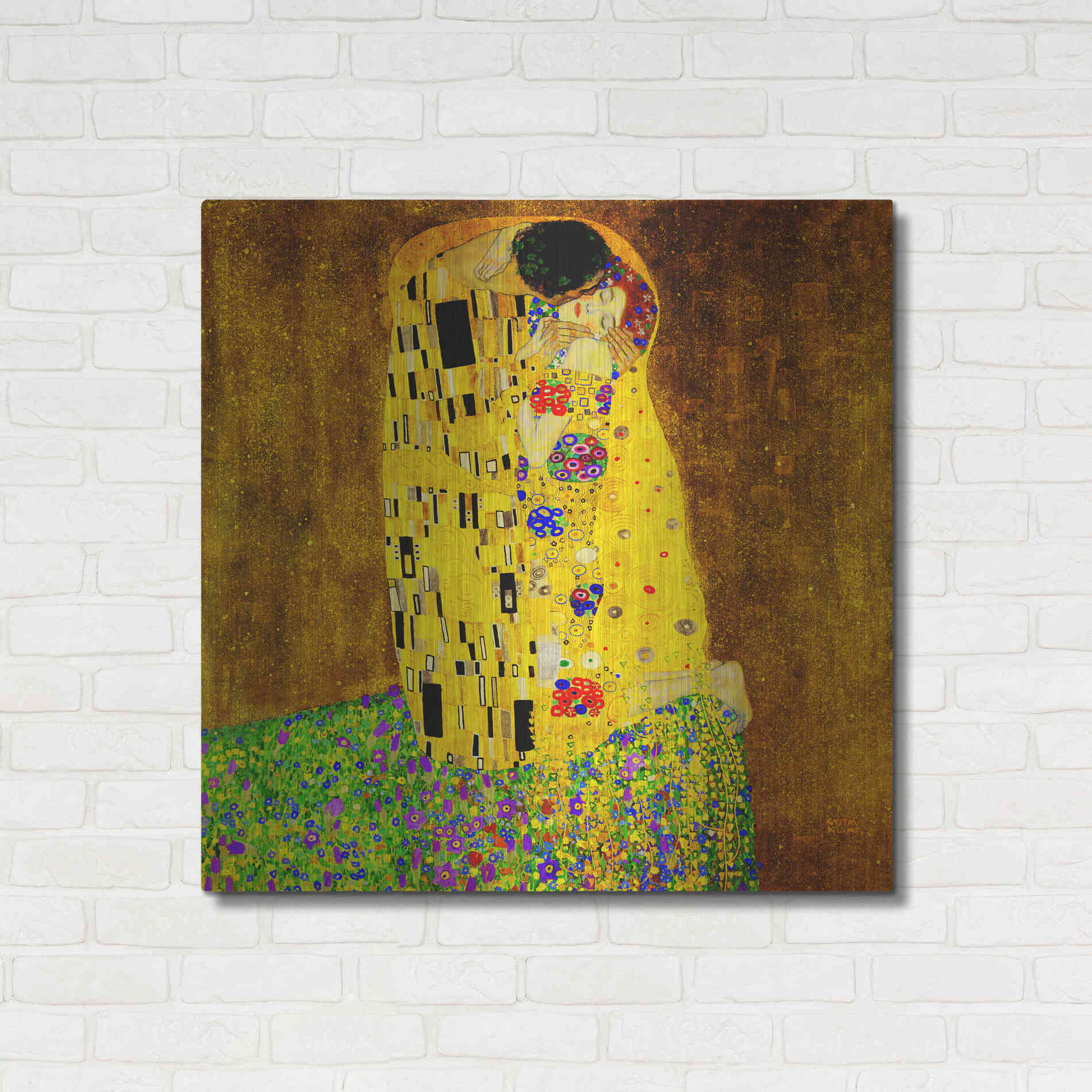 Luxe Metal Art 'The Kiss' by Gustav Klimt, Metal Wall Art,36x36