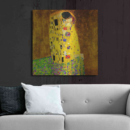 Luxe Metal Art 'The Kiss' by Gustav Klimt, Metal Wall Art,36x36